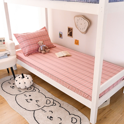 91家纺网 家纺一手货源 找家纺 茗婷家纺 2025新款13372全棉纯棉宿舍学生床笠 艾伦粉