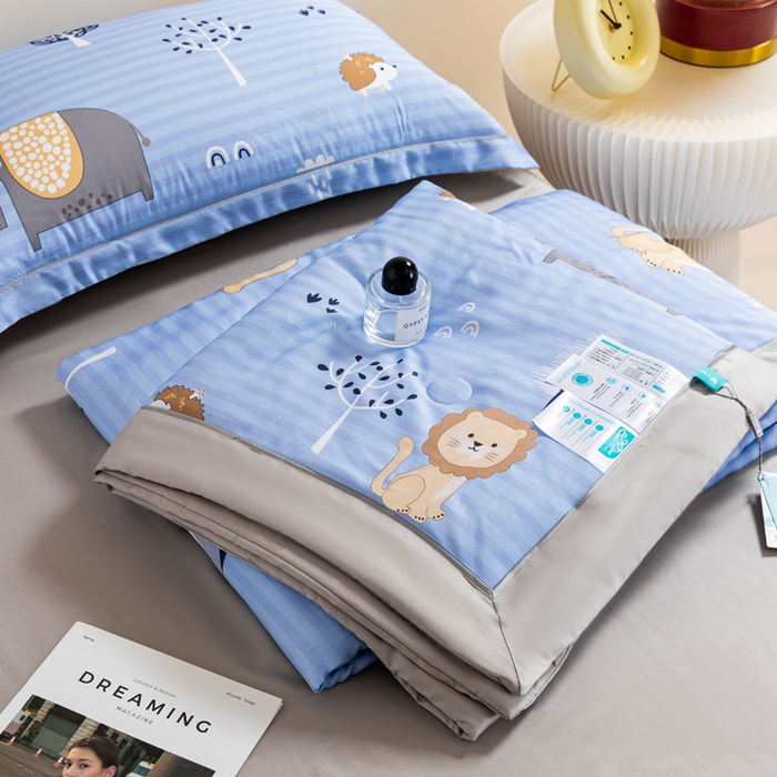 91家纺网 家纺一手货源 找家纺 2024新A类40S天丝莫代尔夏被四件套竹纤维凉感空调被卡通儿童夏凉被被子被芯森林精灵