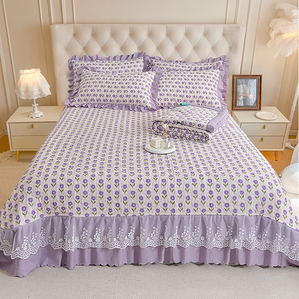 91家纺网 家纺一手货源 找家纺 （总）梦柏家纺 2024新款亲肤泡泡棉夹棉床盖夏被四件套