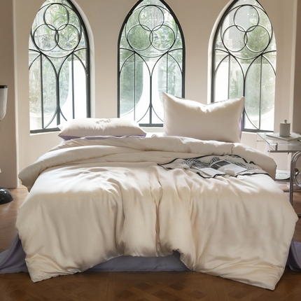 91家纺网 家纺一手货源 找家纺 佳汐蓝 2024新款AB版高支高密莱赛尔兰精天丝柔单被套 实拍图 柔-元气白桃+风信紫