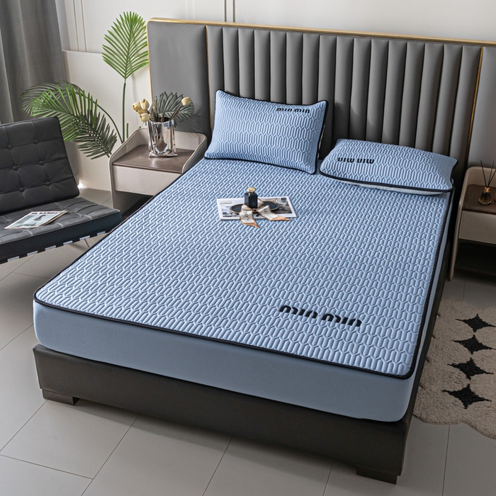 91家纺网 家纺一手货源 找家纺 鑫钰 2024新款mimi款原棉大豆床笠 minmin-宾利蓝