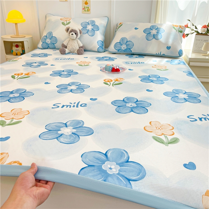 91家纺网 家纺一手货源 找家纺 喜居 2024新款A类凉感冰丝凉席 花海