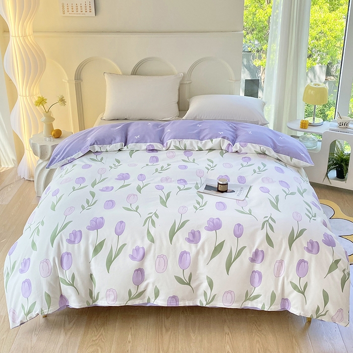 91家纺网 家纺一手货源 找家纺 珂博家纺 2024新款轻柔感全棉印花单全棉被套 郁金花海