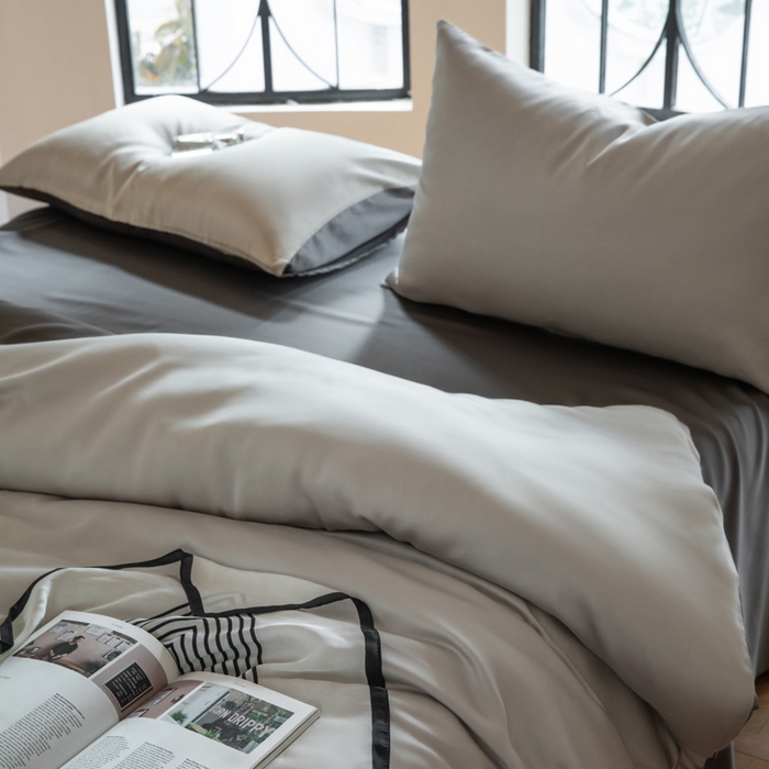 91家纺网 家纺一手货源 找家纺 佳汐蓝 2024新款AB版高支高密莱赛尔兰精天丝柔系列 单枕套 实拍图 柔-椰子灰+经典灰