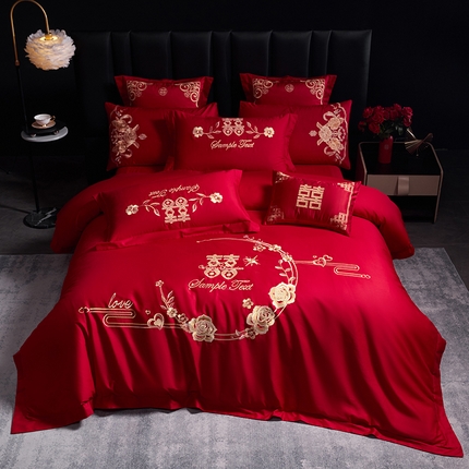 91家纺网 家纺一手货源 找家纺 （总）千禧家纺 2025新款全棉13372婚庆绣花系列