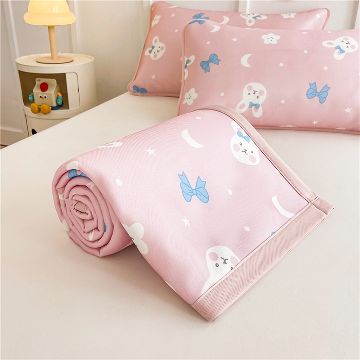 91家纺网 家纺一手货源 找家纺 喜居 2024新款A类凉感冰丝凉席 可爱兔