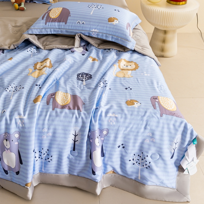 91家纺网 家纺一手货源 找家纺 2024新A类40S天丝莫代尔夏被四件套竹纤维凉感空调被卡通儿童夏凉被被子被芯森林精灵