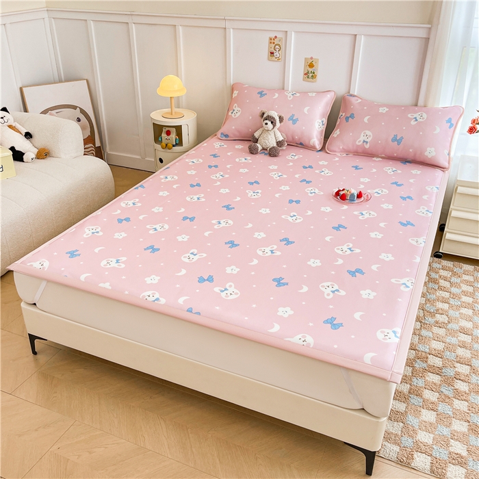 91家纺网 家纺一手货源 找家纺 喜居 2024新款A类凉感冰丝凉席 可爱兔