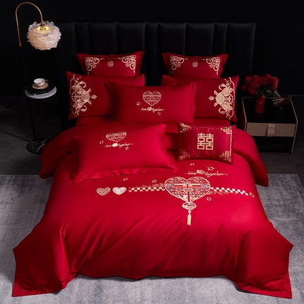 91家纺网 家纺一手货源 找家纺 （总）千禧家纺 2025新款全棉13372婚庆绣花系列