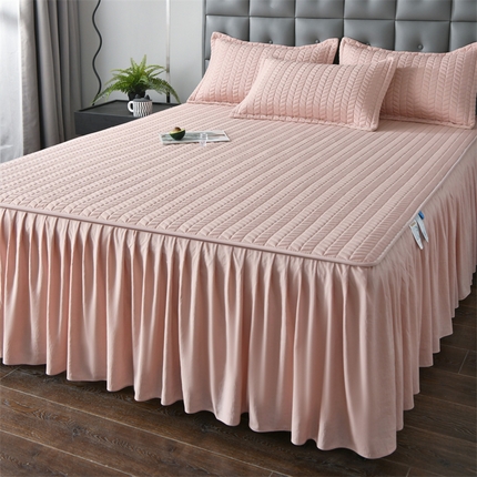 鑫钰 2024新款10mm加厚天丝乳胶凉席床裙款 床裙款-少女粉