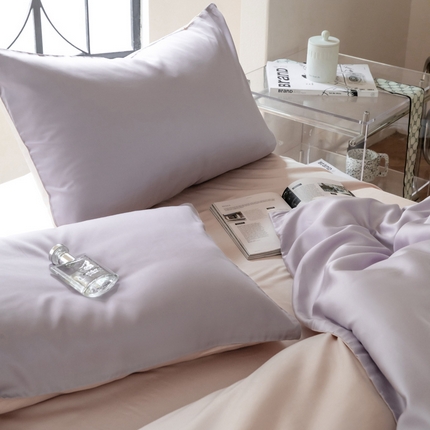 91家纺网 家纺一手货源 找家纺 佳汐蓝 2024新款AB版高支高密莱赛尔兰精天丝柔系列 单枕套 实拍图 柔-风信紫+蜜汁粉