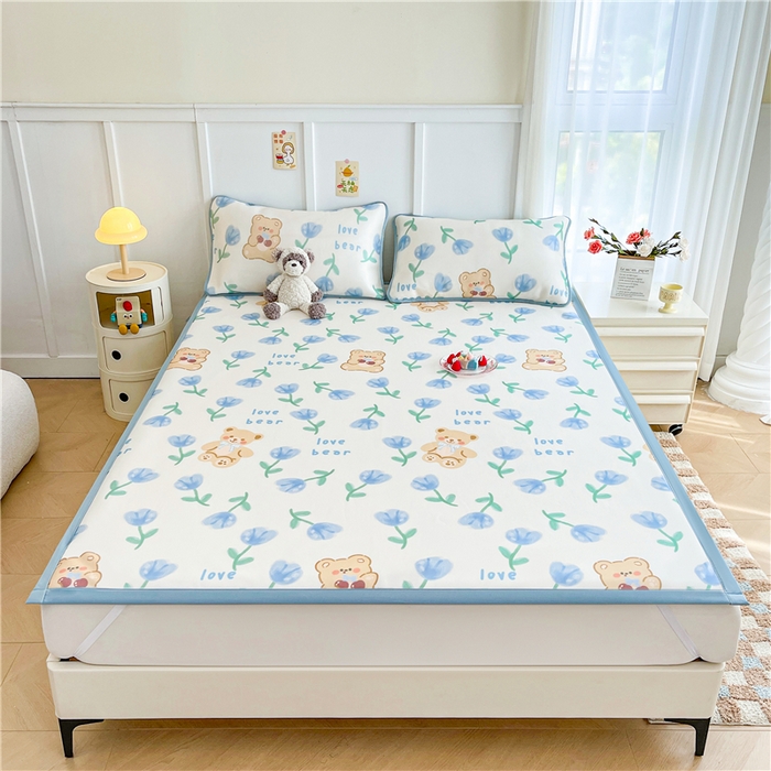 91家纺网 家纺一手货源 找家纺 喜居 2024新款A类凉感冰丝凉席 花丛熊