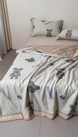 91家纺网 家纺一手货源 找家纺 2024新A类40S天丝莫代尔夏被四件套竹纤维凉感空调被卡通儿童夏凉被被子被芯K-box