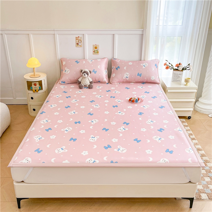 91家纺网 家纺一手货源 找家纺 喜居 2024新款A类凉感冰丝凉席 可爱兔