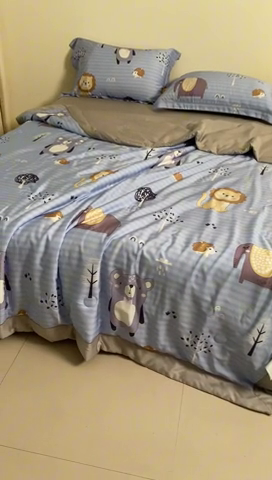 91家纺网 家纺一手货源 找家纺 2024新A类40S天丝莫代尔夏被四件套竹纤维凉感空调被卡通儿童夏凉被被子被芯森林精灵