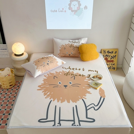 91家纺网 家纺一手货源 找家纺 暖生活 2024新款数码牛奶丝碳光凉席 狮子画