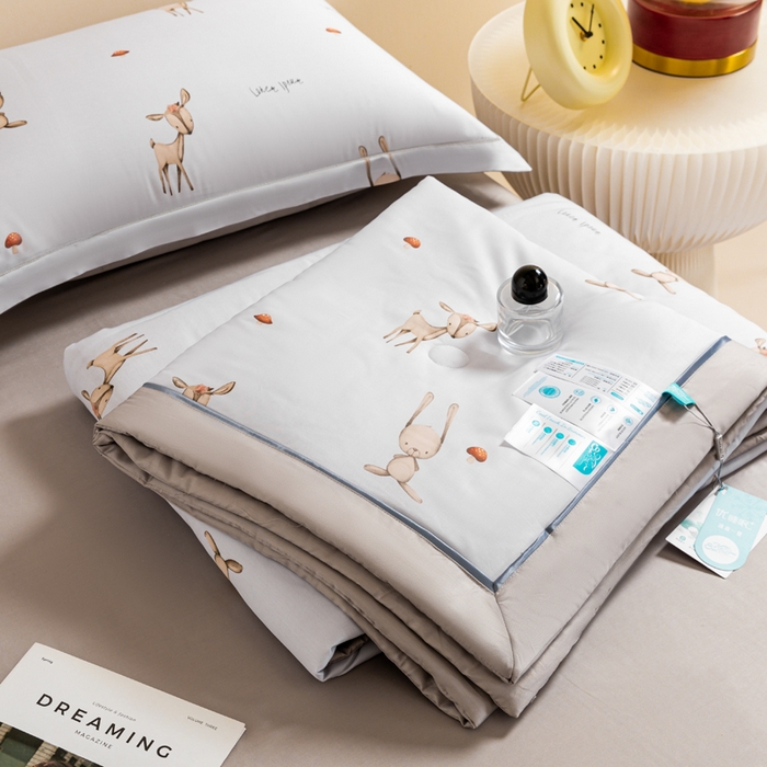 91家纺网 家纺一手货源 找家纺 2024新A类40S天丝莫代尔夏被四件套竹纤维凉感空调被卡通儿童夏凉被被子被芯吉祥鹿