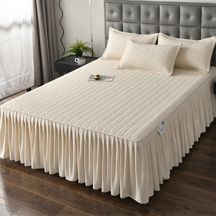 鑫钰 2024新款10mm加厚天丝乳胶凉席床裙款 床裙款-香槟金