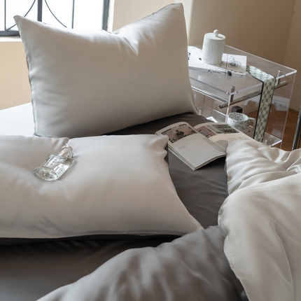 91家纺网 家纺一手货源 找家纺 佳汐蓝 2024新款AB版高支高密莱赛尔兰精天丝柔系列 单枕套 实拍图 柔-椰子灰+经典灰