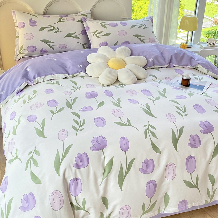 91家纺网 家纺一手货源 找家纺 珂博家纺 2024新款轻柔感全棉印花单全棉被套 郁金花海