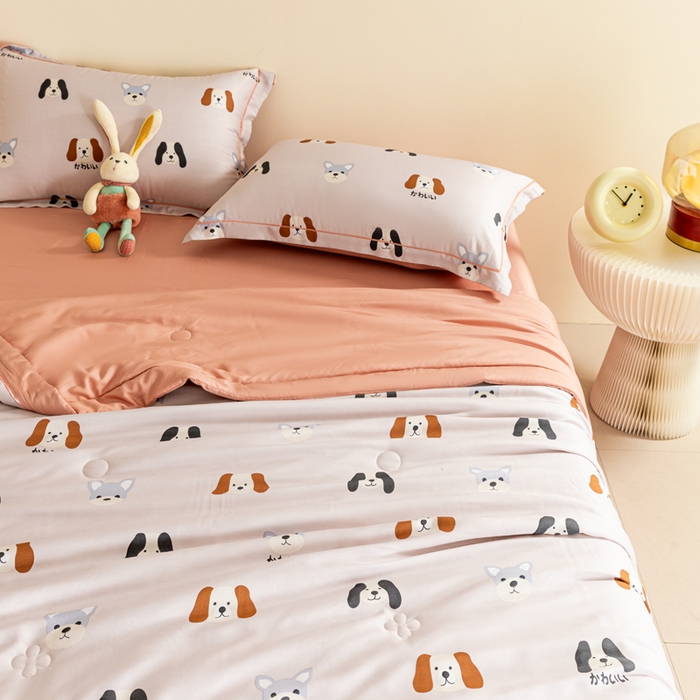 91家纺网 家纺一手货源 找家纺 2024新A类40S天丝莫代尔夏被四件套竹纤维凉感空调被卡通儿童夏凉被被子被芯布莱克