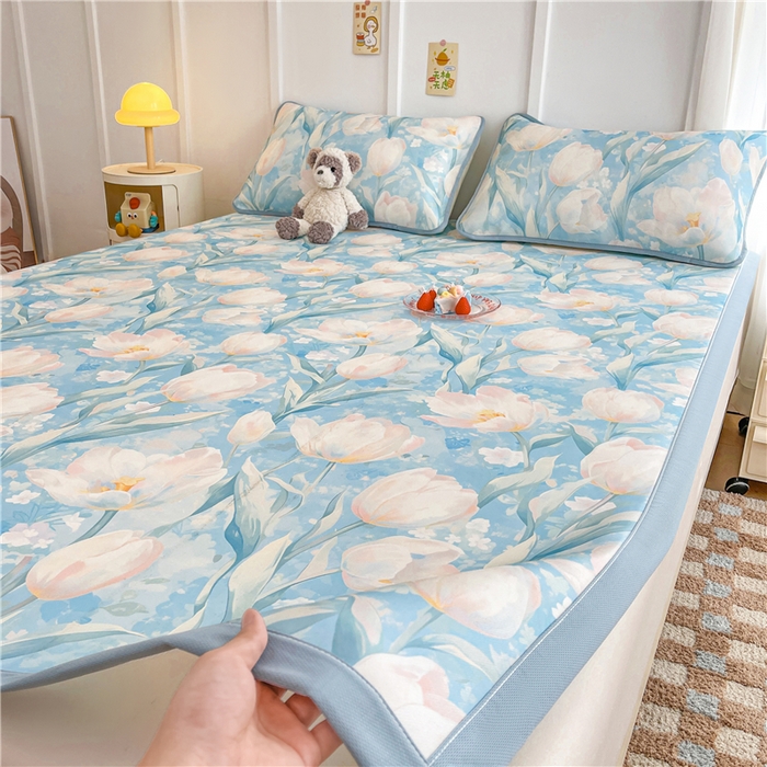 91家纺网 家纺一手货源 找家纺 喜居 2024新款A类凉感冰丝凉席 花季