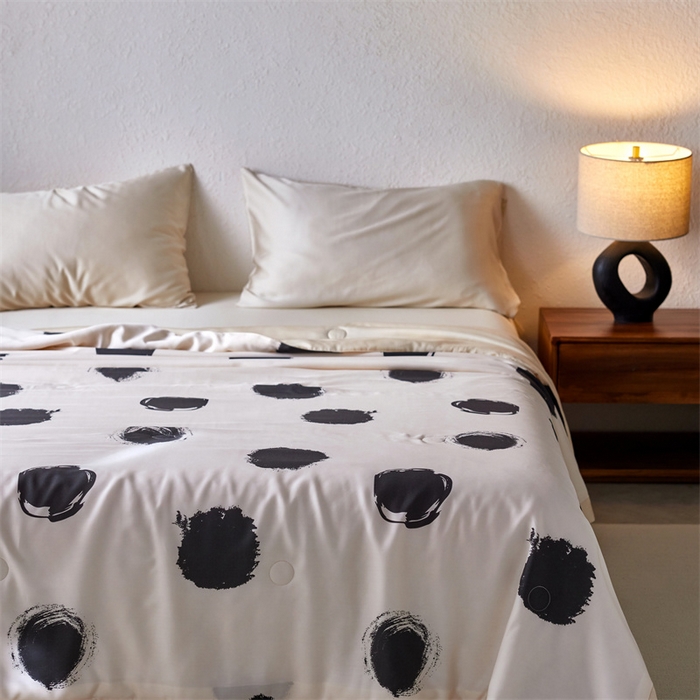 91家纺网 家纺一手货源 找家纺 安莱生活 2024新款莱赛尔天丝50支宽边工艺款单夏被被子被芯 天丝夏被-时尚元素