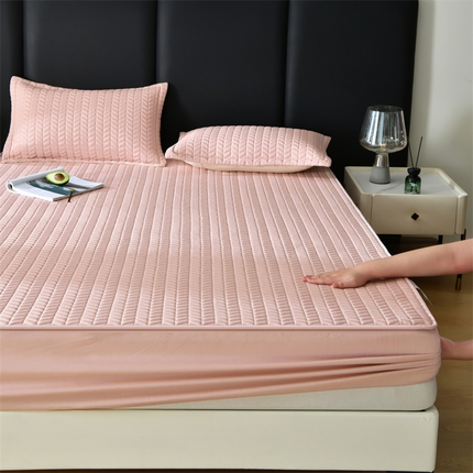 鑫钰 2024新款10mm加厚天丝乳胶凉席床笠款 少女粉