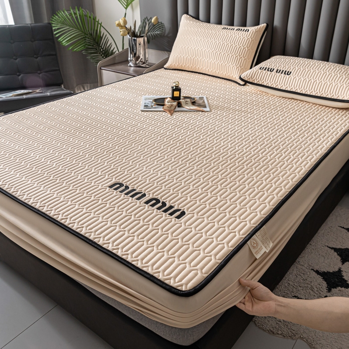 91家纺网 家纺一手货源 找家纺 鑫钰 2024新款mimi款原棉大豆床笠 minmin-香槟金