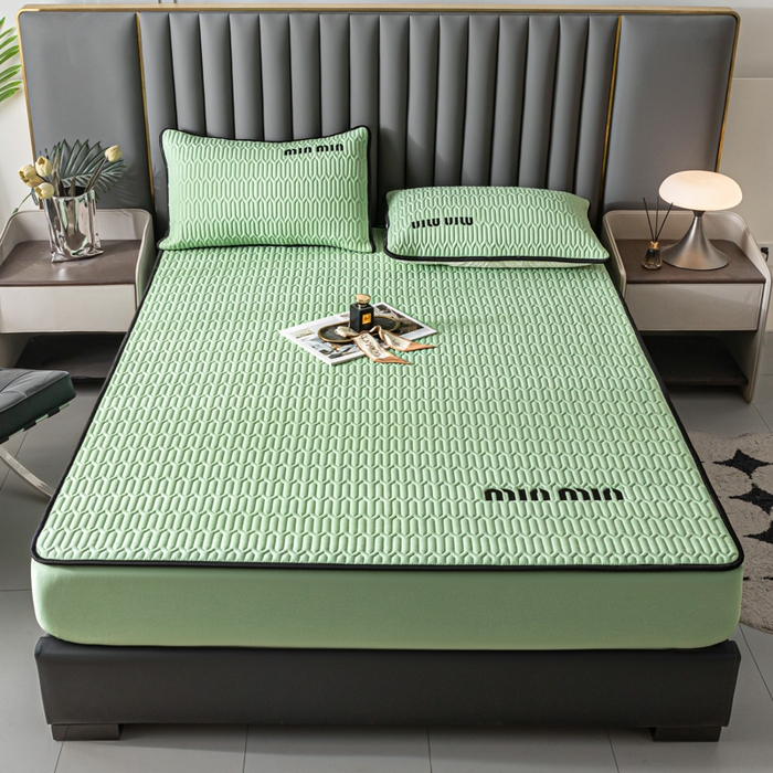 91家纺网 家纺一手货源 找家纺 鑫钰 2024新款mimi款原棉大豆床笠 minmin-仙草绿