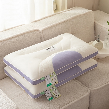 梦叶草 2024新款乳胶凉感丝熊猫呼呼枕芯护颈枕头 熊猫呼呼-紫色