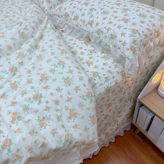 91家纺网 家纺一手货源 找家纺 暖居 2024新款砂洗棉花被套全棉床盖四件套绗缝夹棉纯棉床盖三件套 木兮