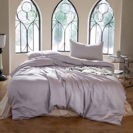 91家纺网 家纺一手货源 找家纺 佳汐蓝 2024新款AB版高支高密莱赛尔兰精天丝柔单被套 实拍图 柔-风信紫+蜜汁粉