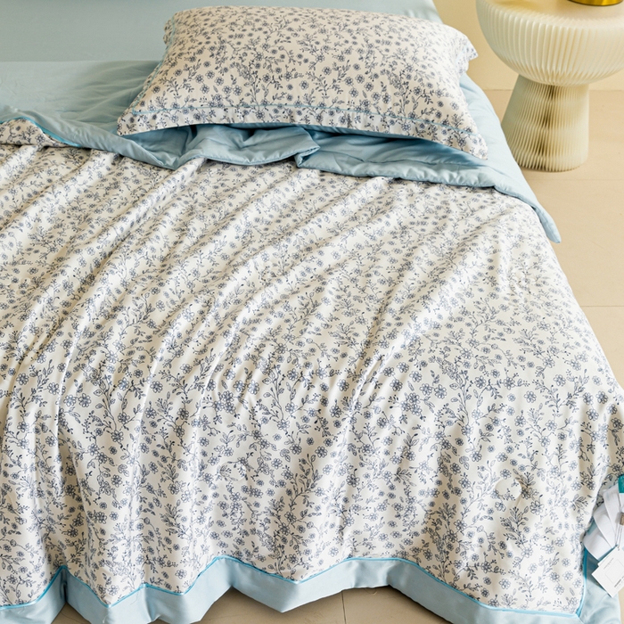 91家纺网 家纺一手货源 找家纺 2024新A类40S天丝莫代尔夏被四件套竹纤维凉感空调被卡通儿童夏凉被被子被芯花漾