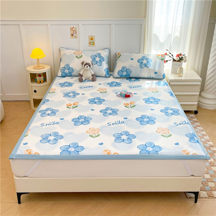 91家纺网 家纺一手货源 找家纺 喜居 2024新款A类凉感冰丝凉席 花海