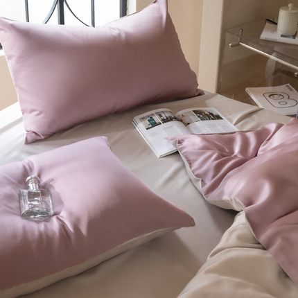 佳汐蓝 2024新款AB版高支高密莱赛尔兰精天丝柔系列 单枕套 实拍图 柔-千黛紫+椰子灰