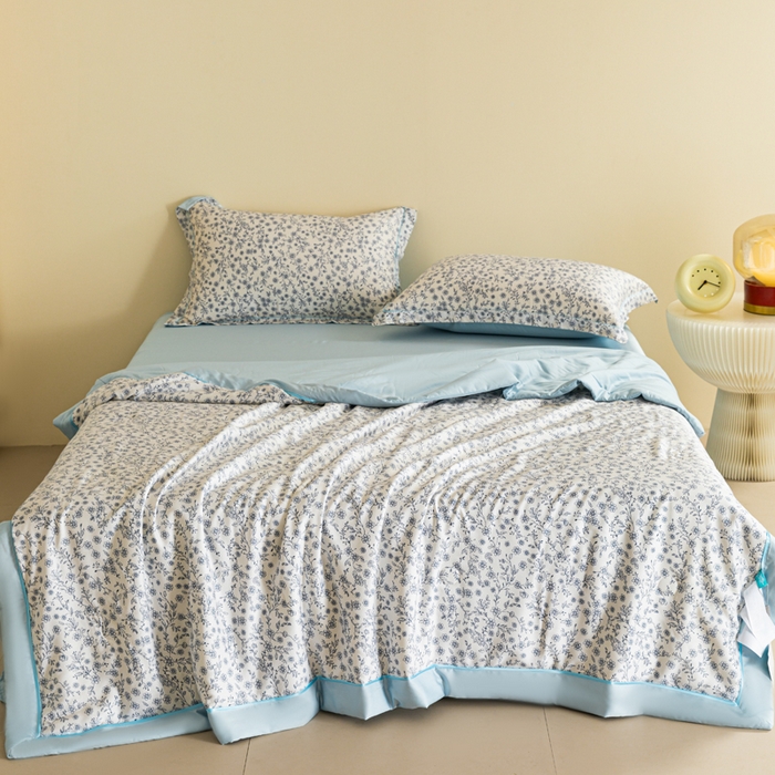 91家纺网 家纺一手货源 找家纺 2024新A类40S天丝莫代尔夏被四件套竹纤维凉感空调被卡通儿童夏凉被被子被芯花漾