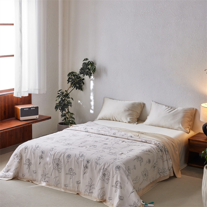 91家纺网 家纺一手货源 找家纺 安莱生活 2024新款莱赛尔天丝50支宽边工艺款单夏被被子被芯 天丝夏被-菲青