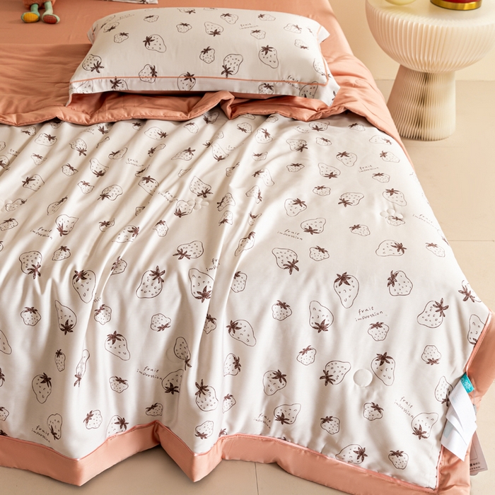 91家纺网 家纺一手货源 找家纺 2024新A类40S天丝莫代尔夏被四件套竹纤维凉感空调被卡通儿童夏凉被被子被芯红颜