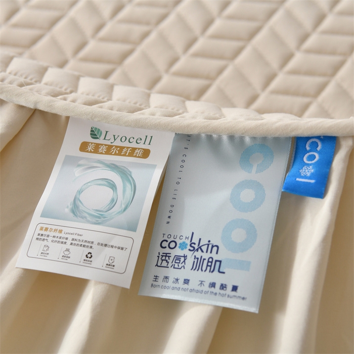 91家纺网 家纺一手货源 找家纺 鑫钰 2024新款10mm加厚天丝乳胶凉席床裙款 床裙款-香槟金