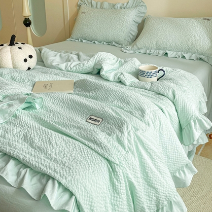 91家纺网 家纺一手货源 找家纺 （总）仟网汇 2024新款韩版皱皱纱夏被四件套