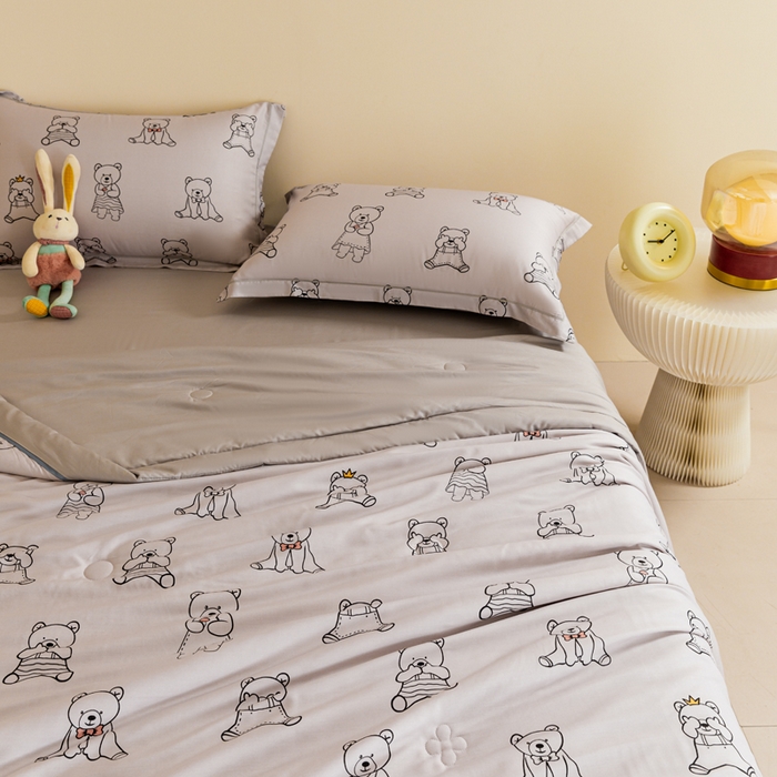 91家纺网 家纺一手货源 找家纺 2024新A类40S天丝莫代尔夏被四件套竹纤维凉感空调被卡通儿童夏凉被被子被芯幸福一家