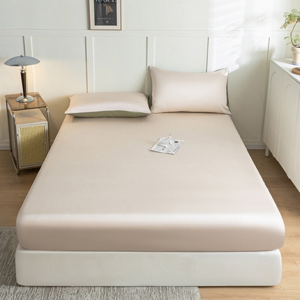 91家纺网 家纺一手货源 找家纺 佳汐蓝 2024新款AB版高支高密莱赛尔兰精天丝柔单床笠 实拍图 柔-梧桐杏