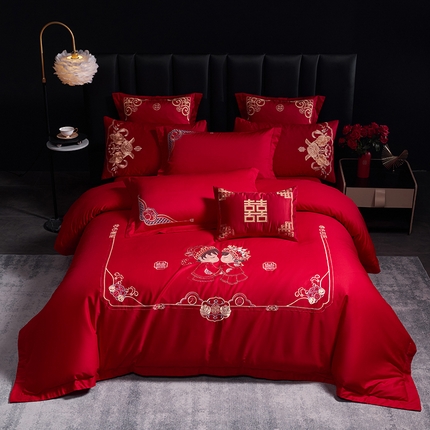 91家纺网 家纺一手货源 找家纺 （总）千禧家纺 2025新款全棉13372婚庆绣花系列