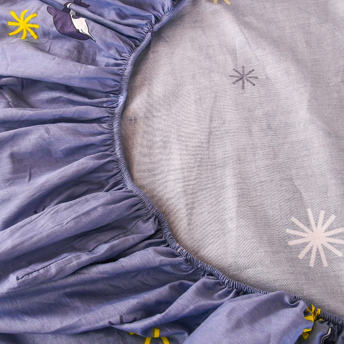 91家纺网 家纺一手货源 找家纺 茗婷家纺 2025新款13372全棉纯棉宿舍学生床笠 海豚语蓝