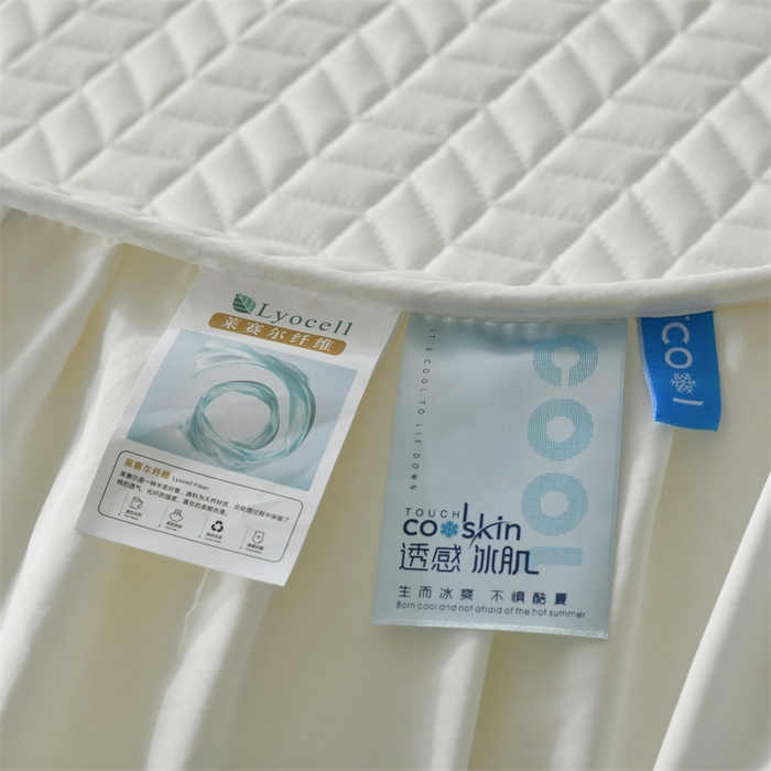 91家纺网 家纺一手货源 找家纺 鑫钰 2024新款10mm加厚天丝乳胶凉席床裙款 床裙款-冰川白