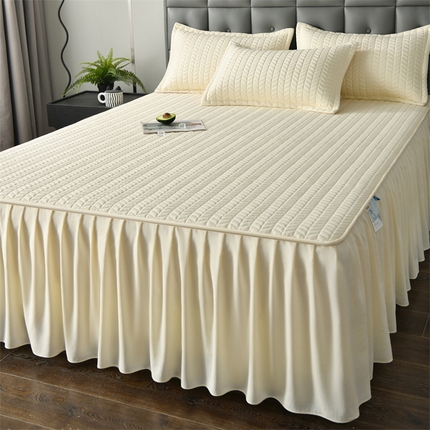 鑫钰 2024新款10mm加厚天丝乳胶凉席床裙款 床裙款-浅米黄