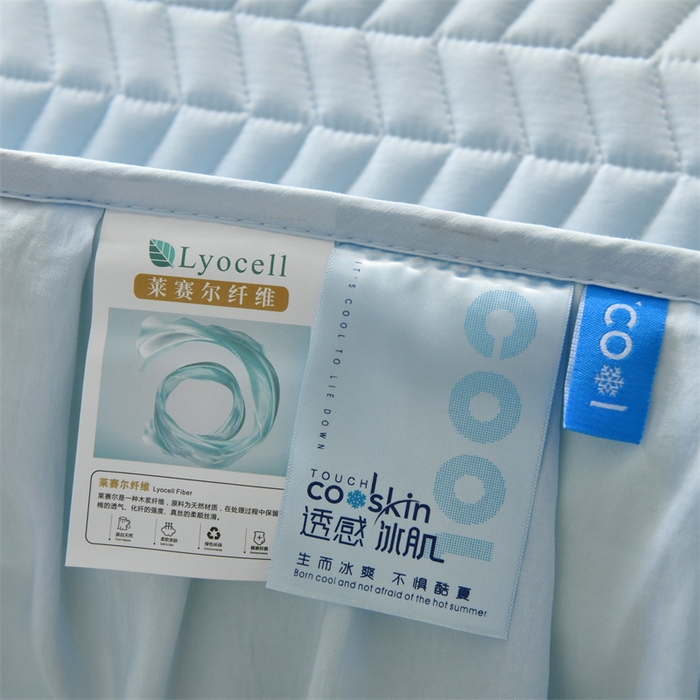 91家纺网 家纺一手货源 找家纺 鑫钰 2024新款10mm加厚天丝乳胶凉席床裙款 床裙款-天空蓝