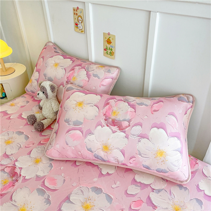 91家纺网 家纺一手货源 找家纺 喜居 2024新款A类凉感冰丝凉席 桃花朵朵