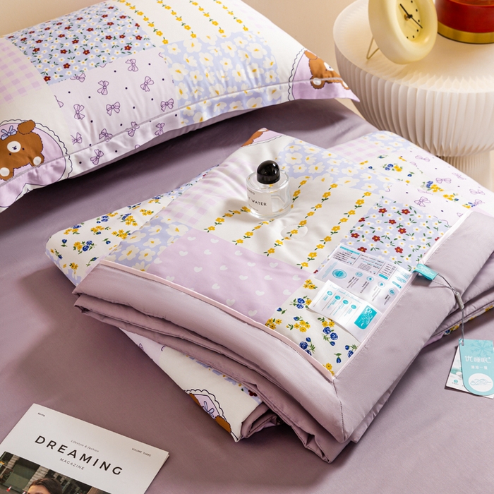 91家纺网 家纺一手货源 找家纺 2024新A类40S天丝莫代尔夏被四件套竹纤维凉感空调被卡通儿童夏凉被被子被芯碎花小熊